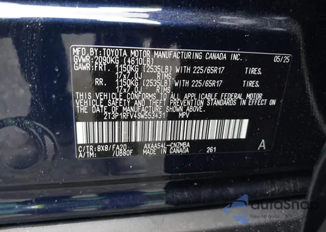 2025 Toyota Rav4 Xle from USA, damaged, VIN 2T3P1RFV4SW553431